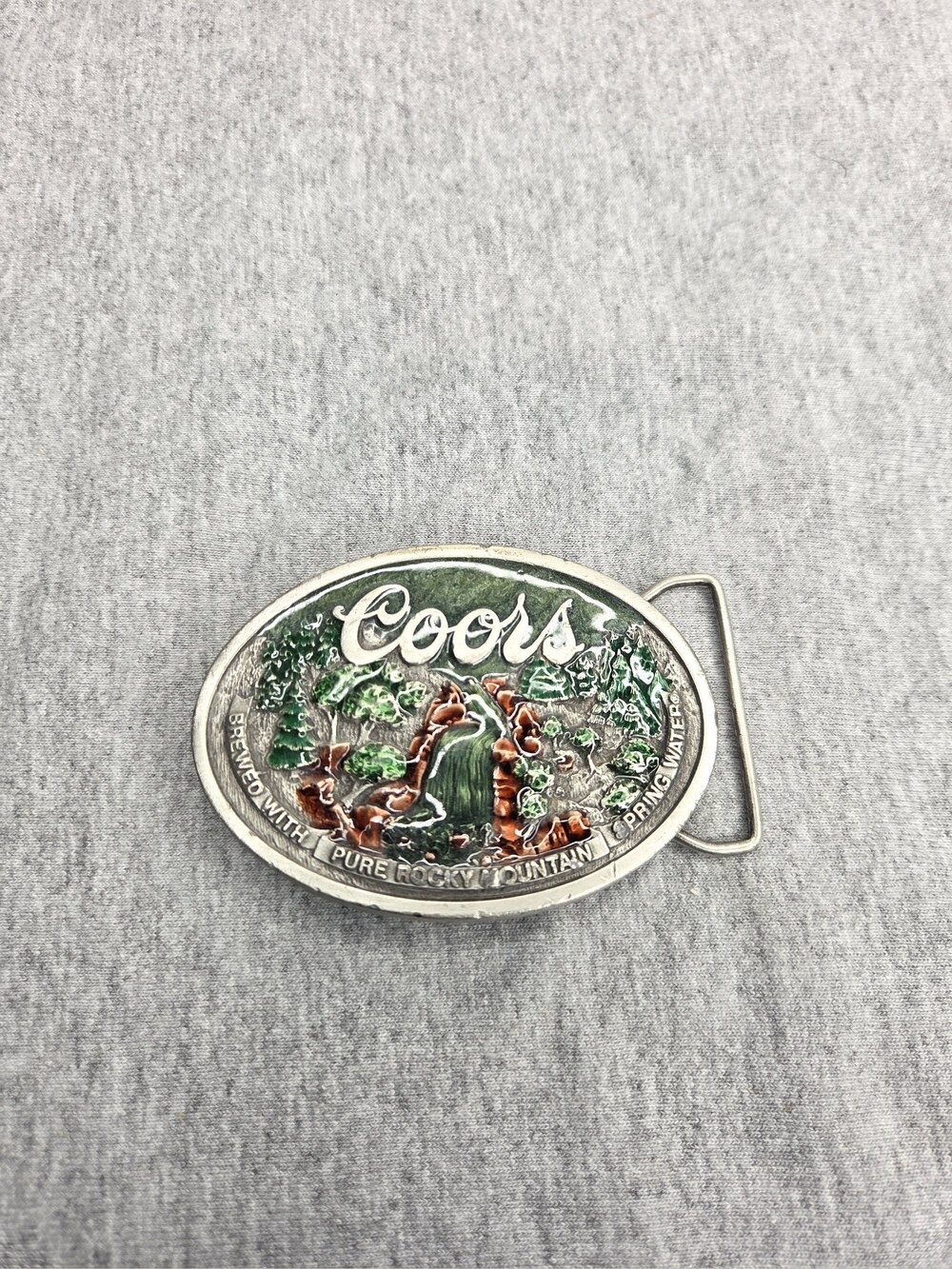 RARE Vintage Coors Beer Belt Buckle Bottle Opener Enamel Pewter Rocky Mountain